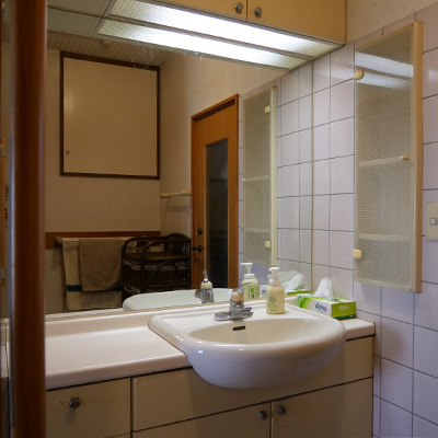 Powder room adjoining the bathroom